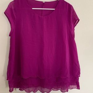 EUC 3-tier XL dark Fuchsia  shirt